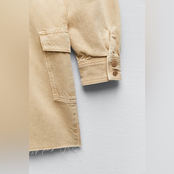 Zara dress denim jean long sleeve tan camel fall - Picture 12 of 12